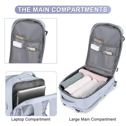 Travel Backpack for Men and Women: Airline Approved Waterproof Laptop Backpack - Fits 15.6-inch Laptop, School Bag with Shoe Compartment