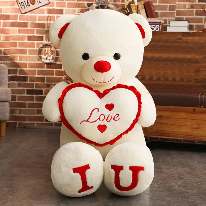 100cm “I LOVE YOU” Giant Plush Bear – Soft Stuffed Toy for Kids & Girlfriend Birthday Gift