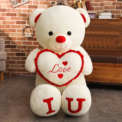 100cm “I LOVE YOU” Giant Plush Bear – Soft Stuffed Toy for Kids & Girlfriend Birthday Gift