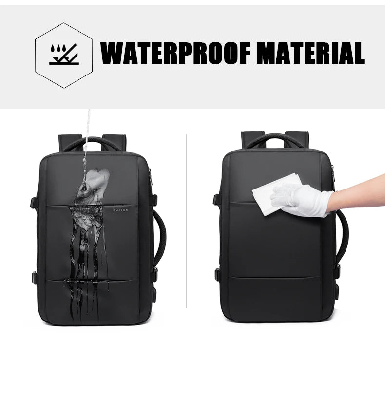 BANGE Expandable Men’s Waterproof Laptop Backpack – 17.3" Large Capacity Hiking & Travel Bag