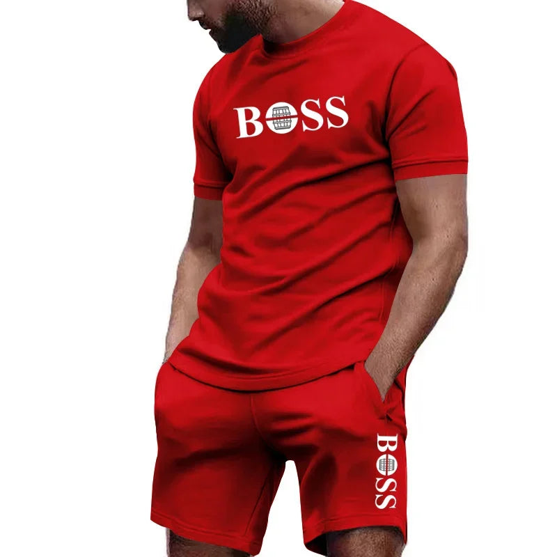 Men's 2-Piece Sportswear Set – Short-Sleeve T-Shirt & Pants for Running & Fitness, Summer 2024 Deal