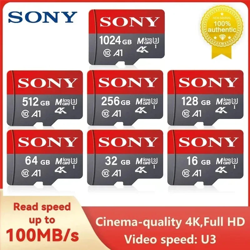 Sony TF Memory Card 1TB — High-Speed Micro SD Card A2 U3 V30 128GB 256GB 512GB for Xiaomi Phones & Computers