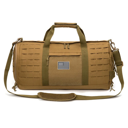 QT & QY 40L Tactical Gym and Travel Duffle Bag - Men’s Fitness Training Bag with Shoe Compartment, Basketball and Outdoor Weekender Bag