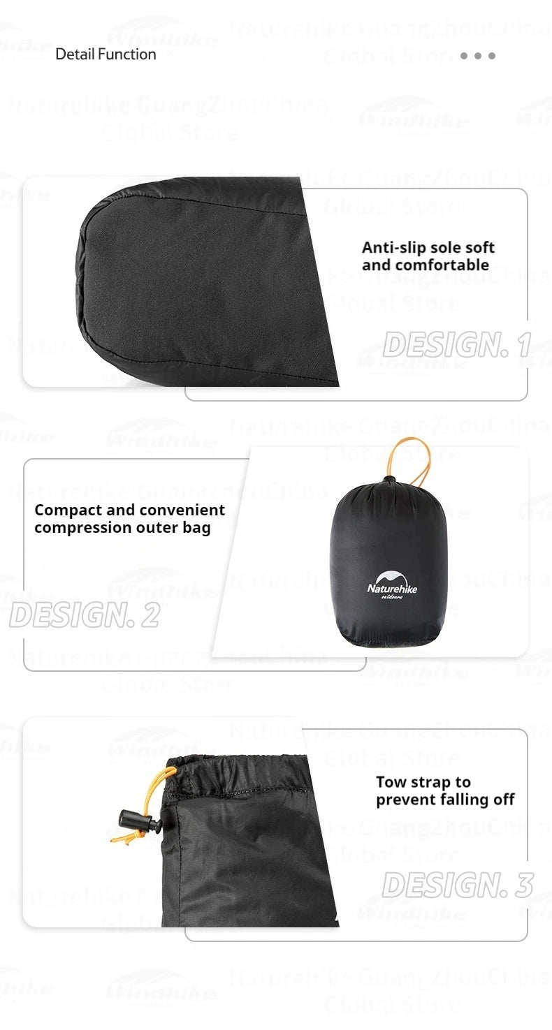 Naturehike Winter Duck Down Foot Cover - Waterproof, Ultralight Warm Booties for Hiking & Camping, Soft Slippers/Socks 650FP