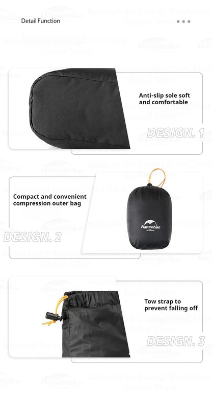 Naturehike Winter Duck Down Foot Cover - Waterproof, Ultralight Warm Booties for Hiking & Camping, Soft Slippers/Socks 650FP