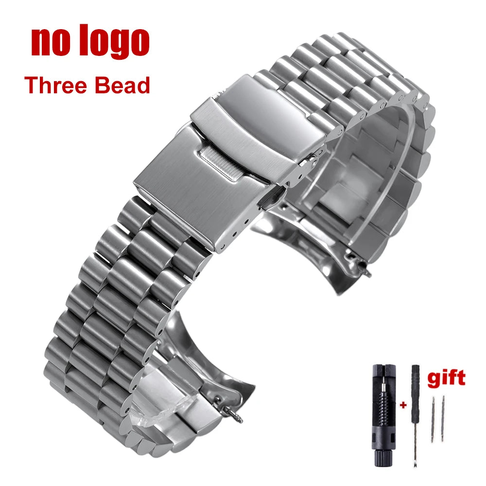 Curved End Stainless Steel Men’s Watch Band for Seiko 5 SKX007/SKX009 – 18mm/20mm/22mm Sport Jubilee Oyster Replacement Strap