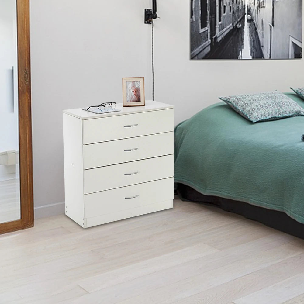 Modern Simple White 4-Drawer Dresser – Minimalist Storage Furniture