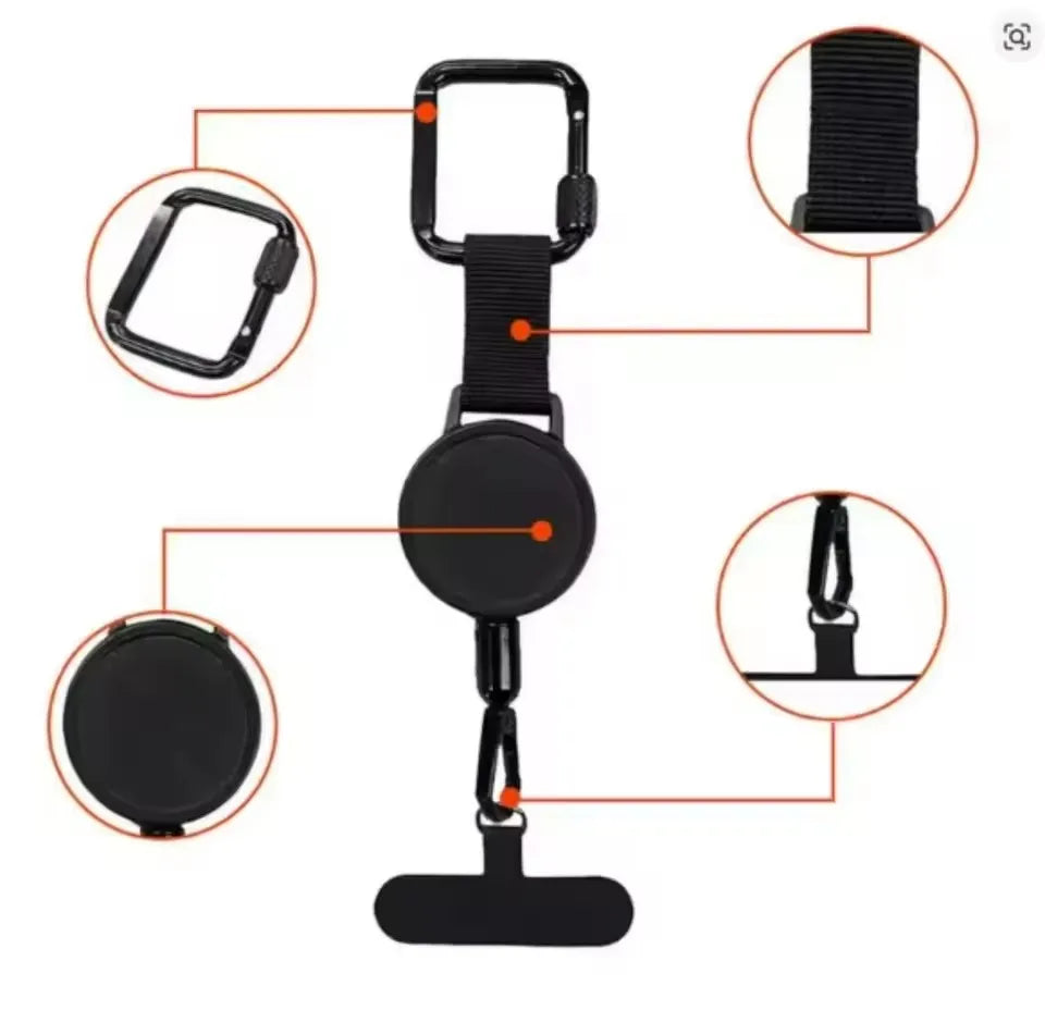 Retractable Anti-Theft Phone Lanyard Strap – Anti-Drop Safety Holder with Carabiner for Hiking, Cycling & Climbing Protection