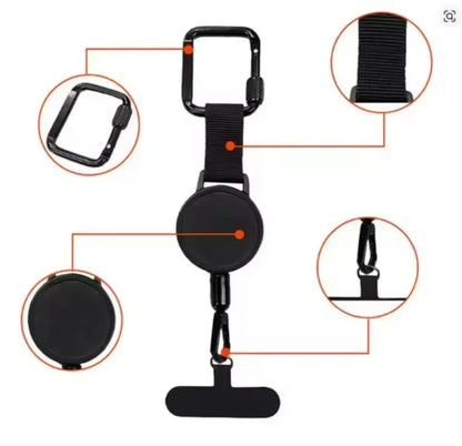 Retractable Anti-Theft Phone Lanyard Strap – Anti-Drop Safety Holder with Carabiner for Hiking, Cycling & Climbing Protection
