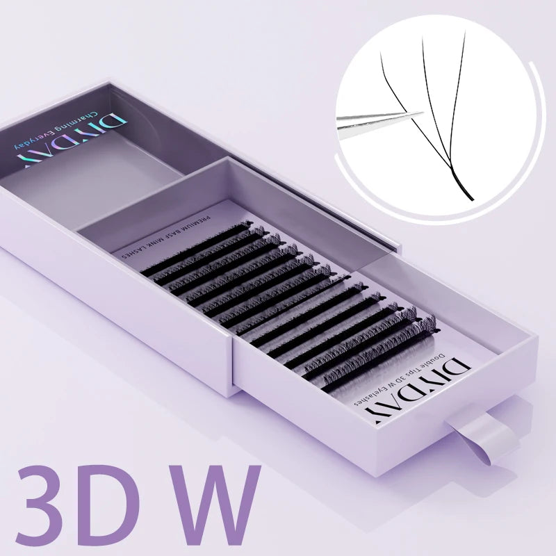 DIYDAY W Shape Eyelash Extensions 3D–8D – Premade W-Shaped Individual Faux Mink Lashes