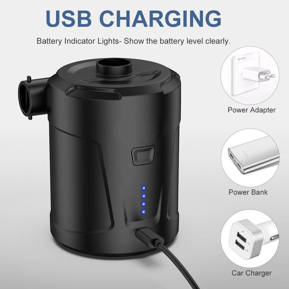 5200mAh Portable Car Air Compressor: USB Charging Quick Inflatable Pump - Wireless Electric Pump for Sofa, Mattress, Swimming Ring, Pool