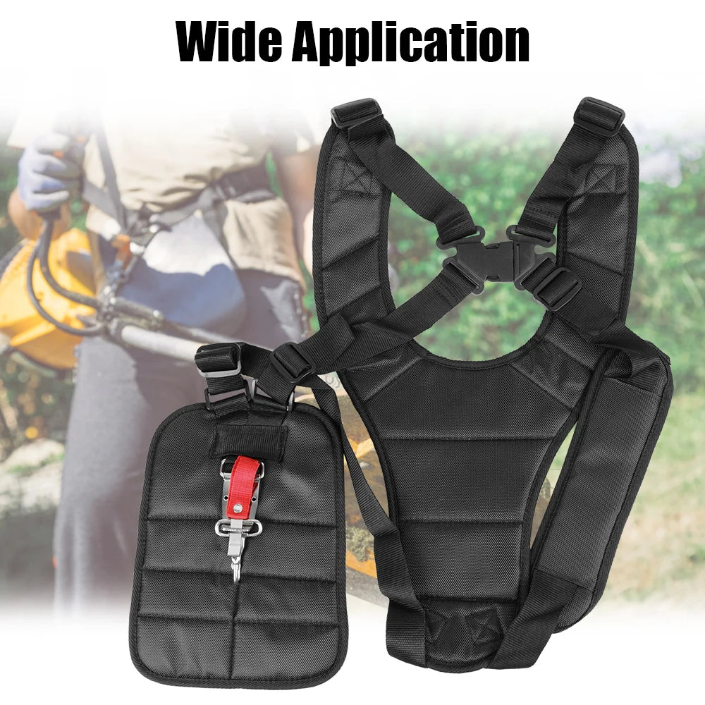 Double Trimmer Shoulder Harness Strap Belt for Lawn Mower, Power Pruner, and Brush Cutter - Adjustable Garden Tool Band