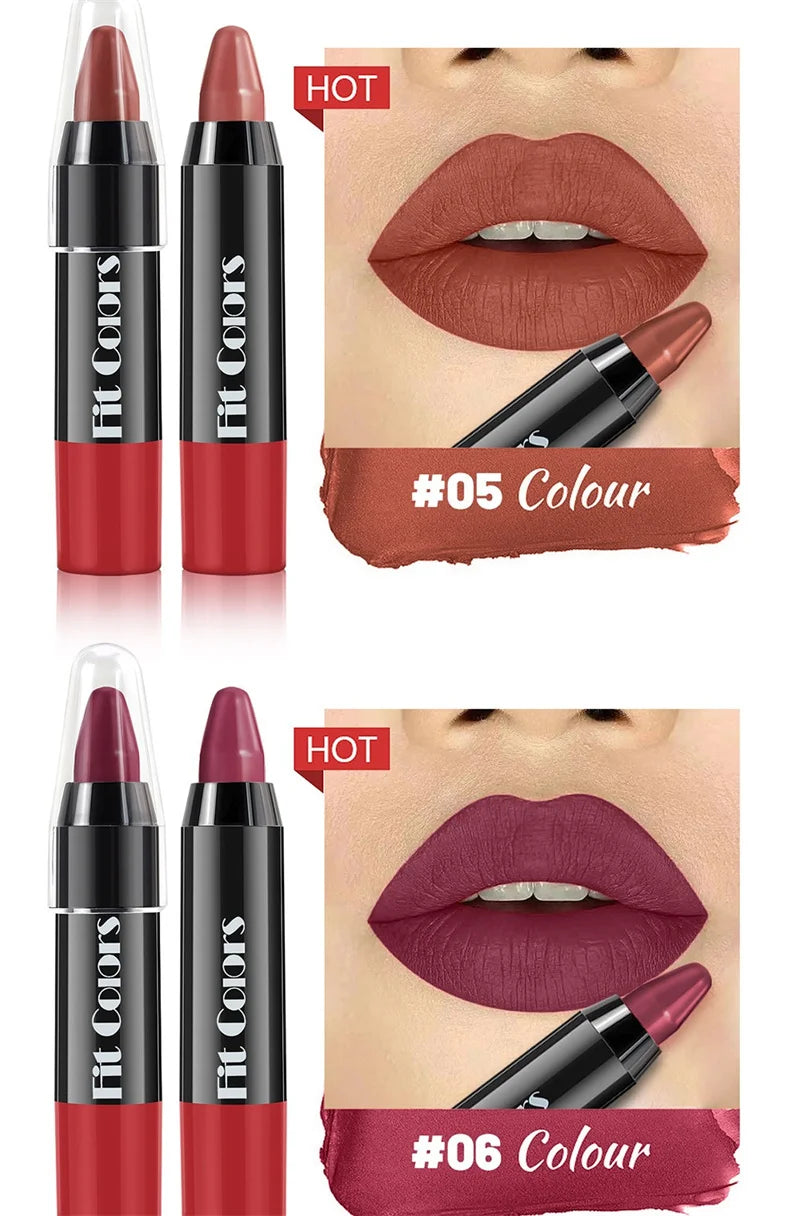 8-Color Velvet Matte Lipstick Pencil – Waterproof, Long-Lasting Sexy Red Lip Tint Non-Stick Makeup Pen