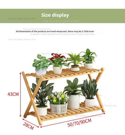 Nordic Wooden Plant Shelves - Indoor Flower Shelf for Living Room, Balcony, Garden Furniture, FYPS