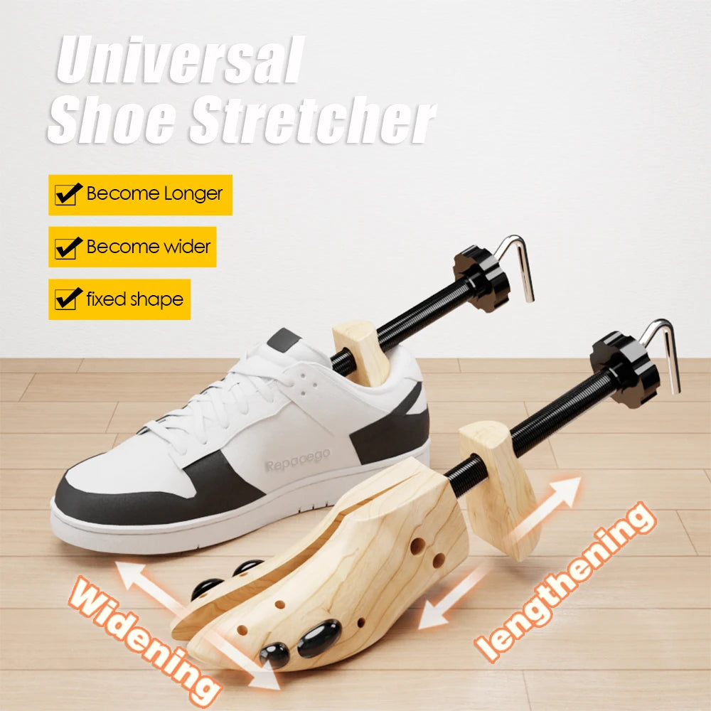 Repacego Wooden Shoe Trees – 1/2 Pc Adjustable Shoe Stretcher & Expander for Men, Women, Unisex, Length & Width Adjustment