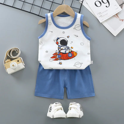 Kids Summer Vest & Shorts Set - Cotton Sleeveless T-Shirt Outfit for Boys & Girls