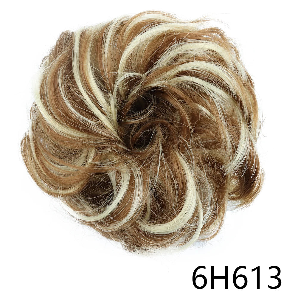 Synthetic Wavy Hair Bun Wig – Elastic Rubber Scrunchie Curly Ponytail Hair Extension for Ladies