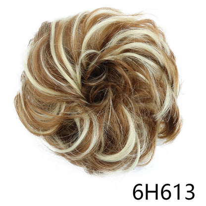 Synthetic Wavy Hair Bun Wig – Elastic Rubber Scrunchie Curly Ponytail Hair Extension for Ladies