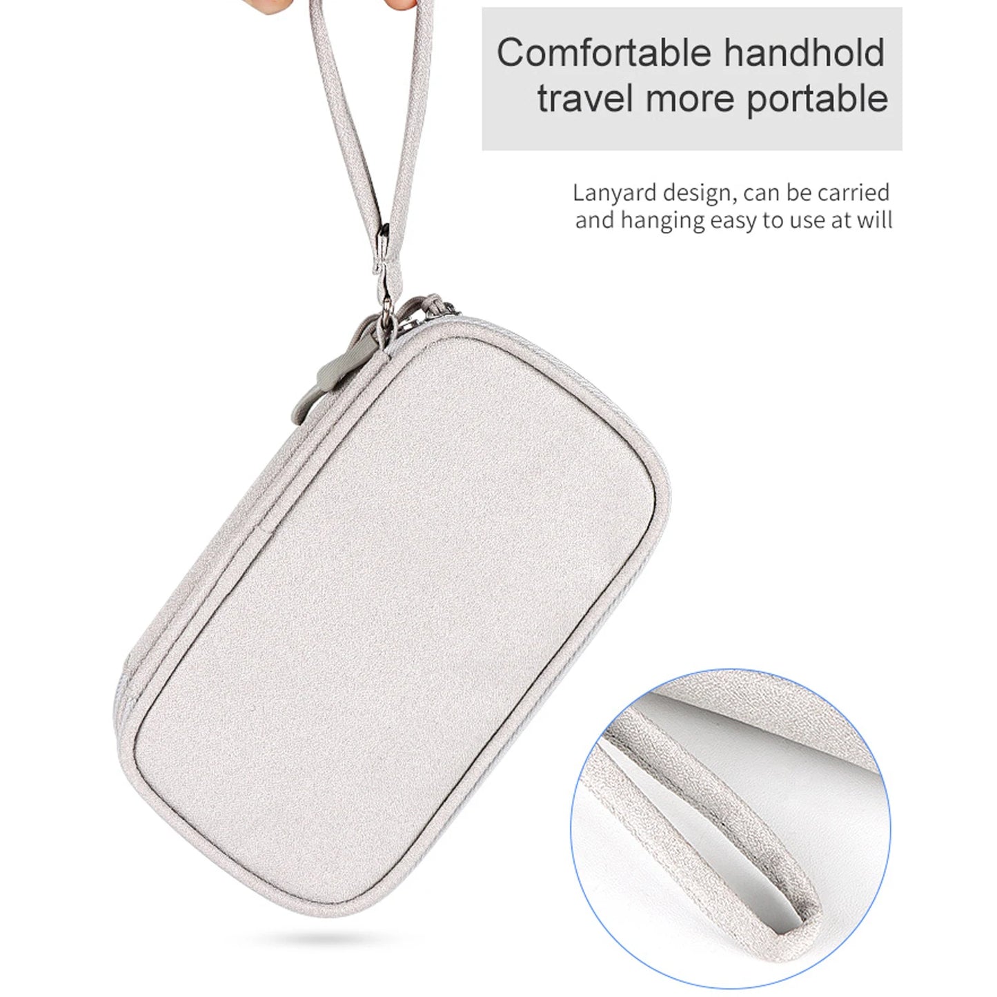 Waterproof Data Cable Storage Bag: Portable Travel Organizer with Double Layers - Carry Case for Cable Cord, USB Charger