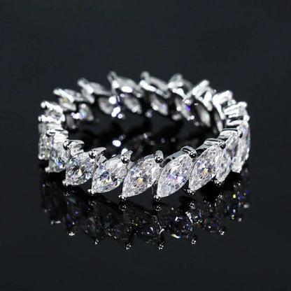 3×6mm Marquise Cut Moissanite Eternity Ring — 925 Sterling Silver Engagement & Wedding Band for Women and Men with GRA Certificate