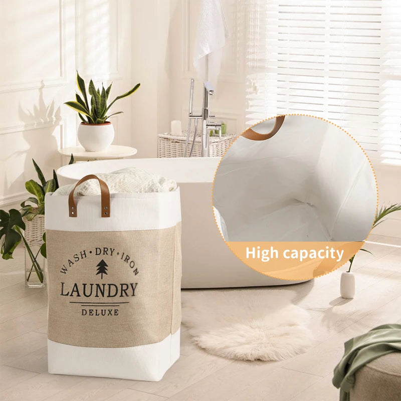 Large Capacity Fabric Laundry Basket — Foldable Dirty Clothes Storage Bin, Portable Household Storage Box