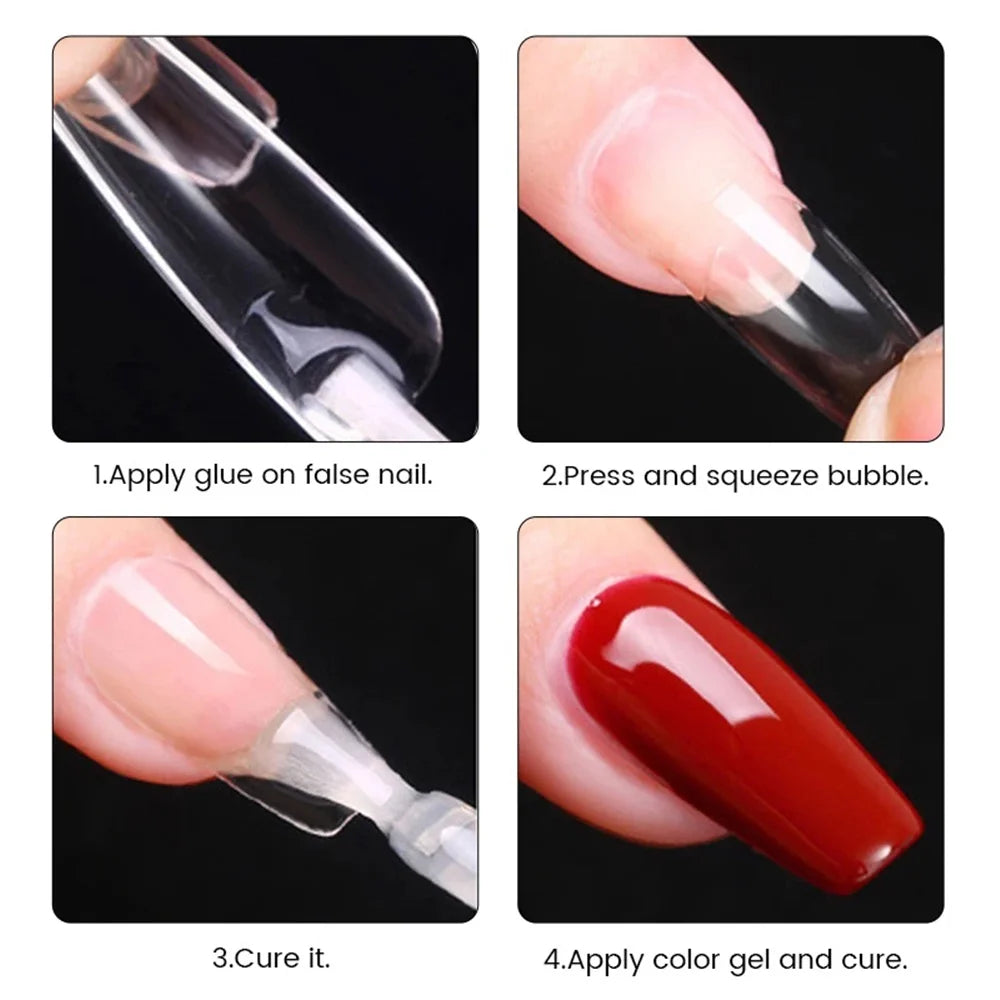 550pcs Soft Gel Nail Tips - Medium Short Almond & Coffin Full Cover Press On Nail Extension Kit