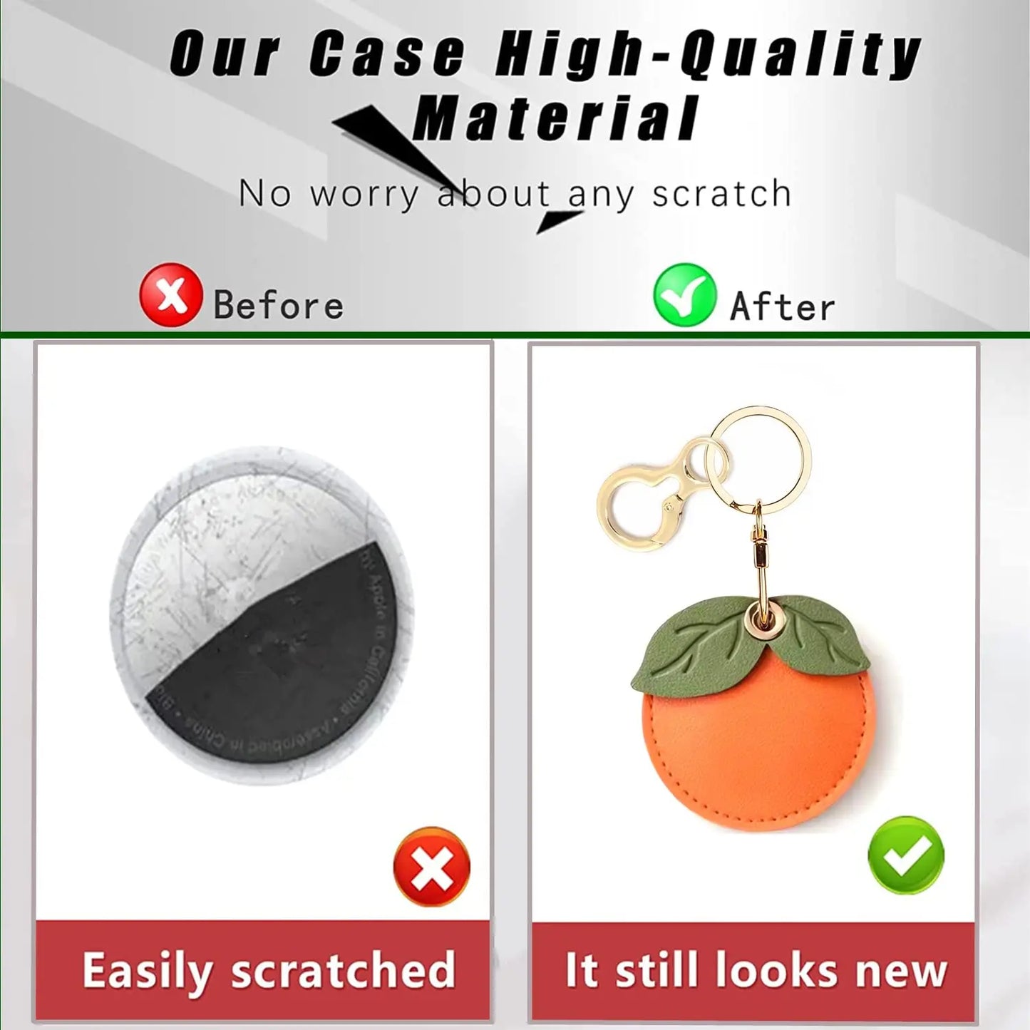 Leather Keychain Case for Apple AirTag – Cute Protective Anti-Scratch GPS Tracker Cover