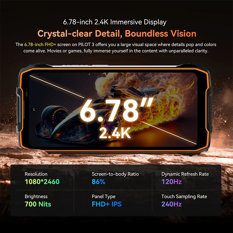 Blackview Oscal PILOT 3 Rugged 5G Smartphone - 6.78" 120Hz 2.4K Display, 50MP Camera & 7500mAh Battery