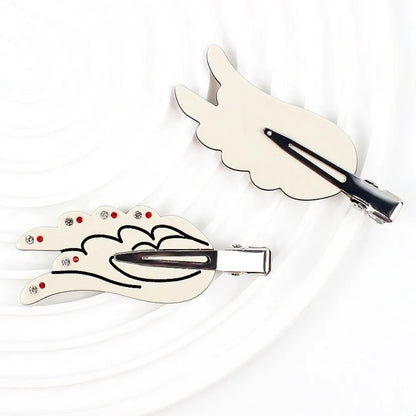 Crystal Rhinestone Hair Clips -  Acetate Wing Hairpins for Women Girls Cosplay and Fashion Accessories