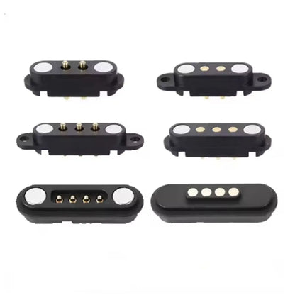2A Magnetic Pogo Pin Connector - 2–5 Pin Spring-Loaded Male/Female DC Power Socket, 2.3/2.5/2.8mm Pitch