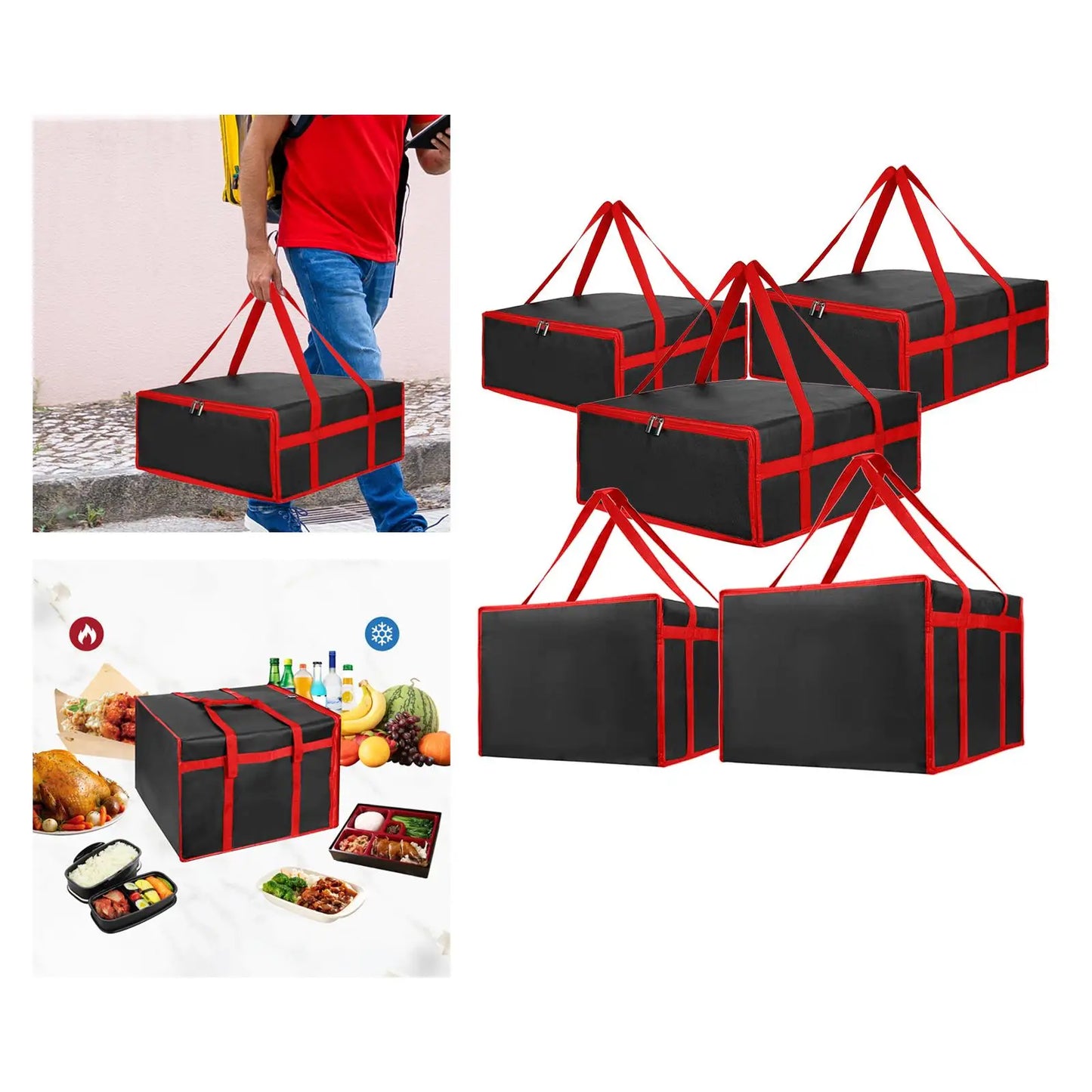 Pizza Insulated Delivery Bag – Thermal Food Warmer Carrier Tote for Hot Pizza, Takeaway & Grocery Shopping, Portable Heat Retention Bag