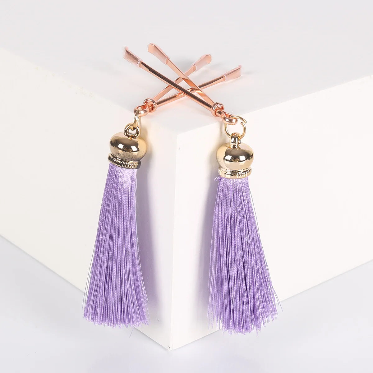 Metal Nipple Clamps with Tassels - 4-Color Rose Gold Bondage Jewelry Set for Adults