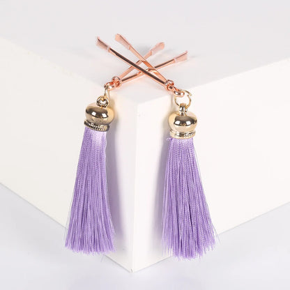 Metal Nipple Clamps with Tassels - 4-Color Rose Gold Bondage Jewelry Set for Adults