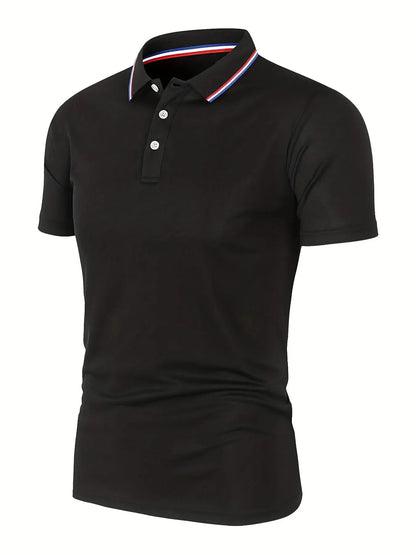 Men’s Summer Casual Polo Shirt - Breathable Solid Color Short Sleeve T-Shirt for Comfortable Everyday Wear
