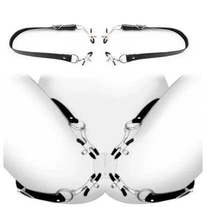 Black Leather BDSM Body Harness - Adjustable Adult Bondage Restraint & Fetish Accessory Set