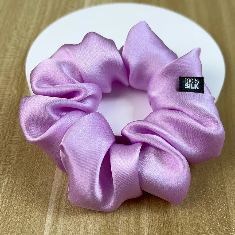 100% Mulberry Silk Hair Scrunchies – 19 Momme Elastic Hair Ties for Women & Girls, Large Soft Ponytail Holders Luxury Hair Accessories
