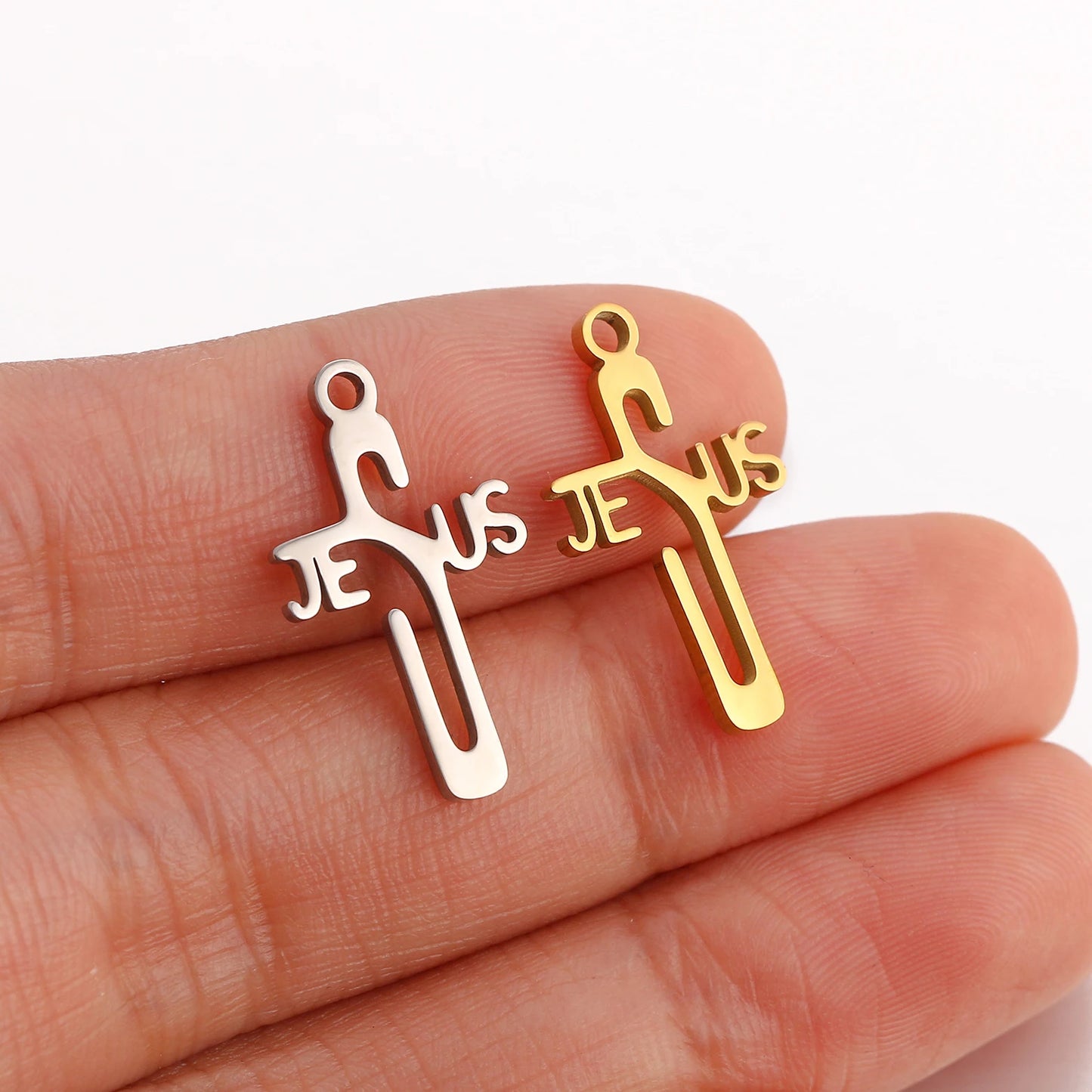 Stainless Steel Cross Charms Set - 5Pcs DIY Jewelry Pendants for Bracelets, Earrings & Necklaces