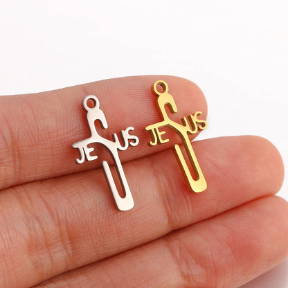 Stainless Steel Cross Charms Set - 5Pcs DIY Jewelry Pendants for Bracelets, Earrings & Necklaces