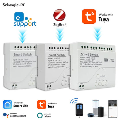 Tuya Zigbee & eWeLink Smart WiFi Module Switch, 4CH Relay 12V/24V/110V/220V RF 433 Remote Control, Works with Alexa & Google Home