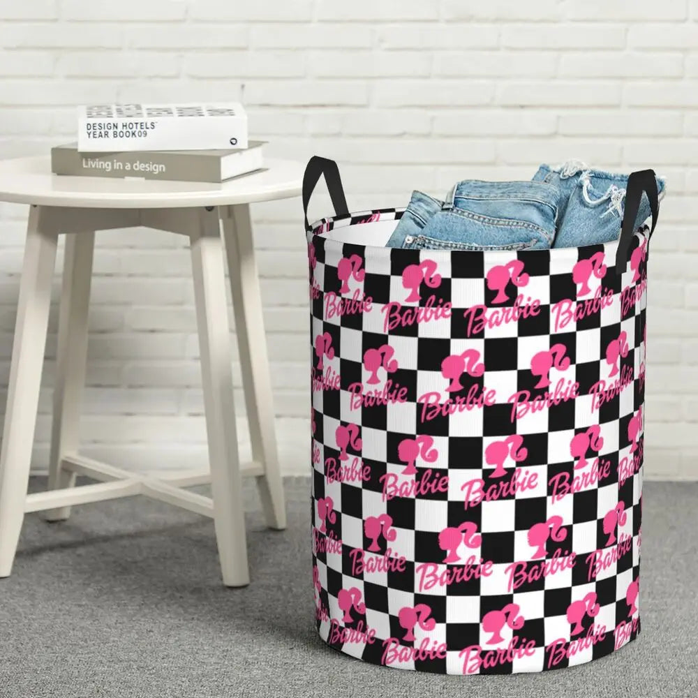 Custom Barbie Logo Laundry Basket – Collapsible Large Capacity Clothes Storage Bin, Disney Baby Hamper
