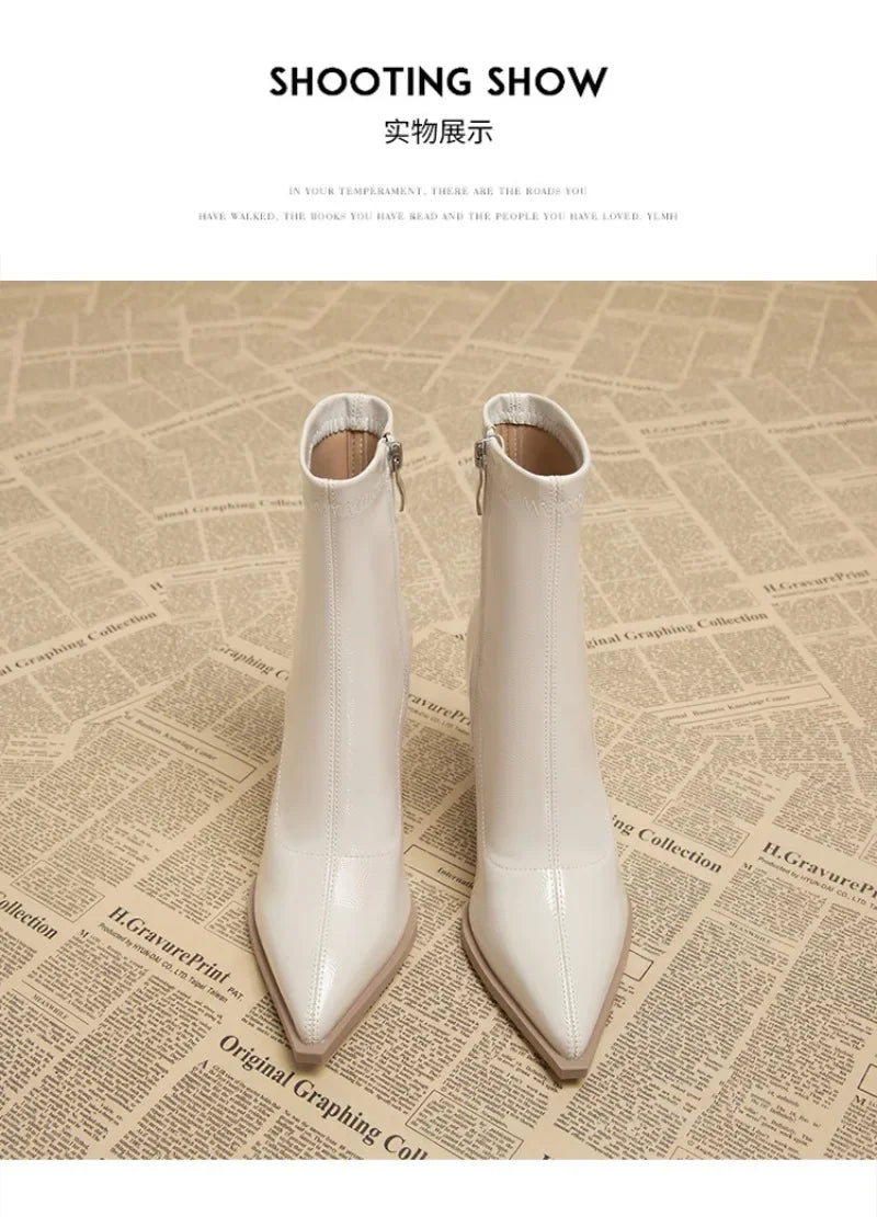 2024 High Heel Ankle Boots – Pointed Toe, Sexy Side Zip Women's Classic Daily Boots