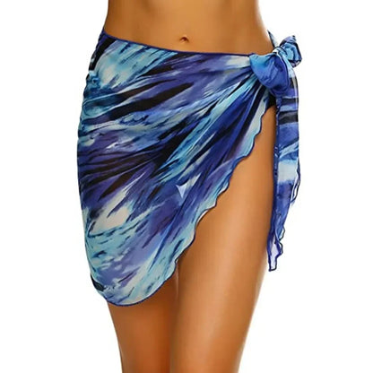 Women's Summer Sheer Sarong Cover-Up - Solid Chiffon Bikini Wrap Beach Skirt