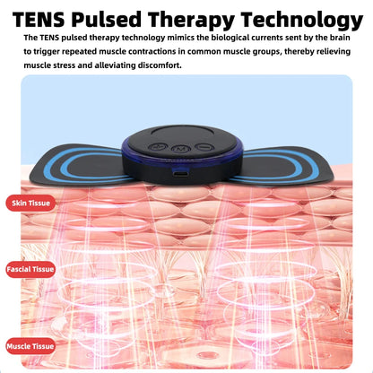 Rechargeable Neck Massager - EMS Electric Cervical Massage Patch with Low Frequency Pulse for Muscle Pain Relief