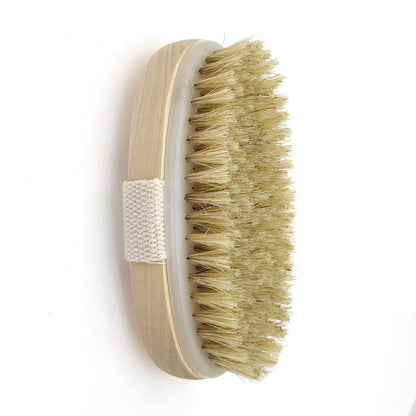 2-in-1 Natural Bristle Body Brush – Dry Skin Exfoliator & Anti-Cellulite Massager for Blood Circulation