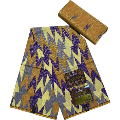 Real Ankara Wax Lace Fabric - 100% Cotton Nigerian Gold Print, 6 Yards Ghana Style Party Dress Material