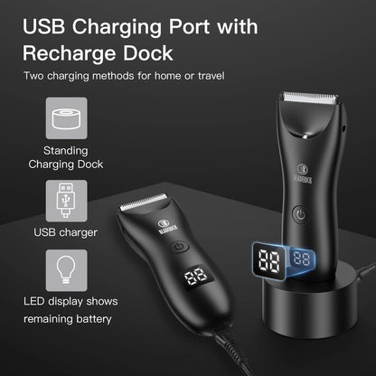 Professional Groin & Body Hair Trimmer – Rechargeable Ceramic Ball Shaver for Men, Body Grooming & Bikini Epilator