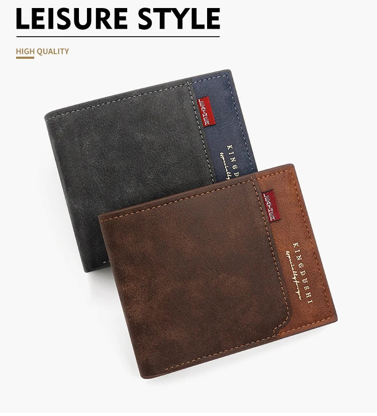 Personalized Men’s Short Wallet – High-Quality Classic Card Holder with Zipper Coin Pocket & Money Clip