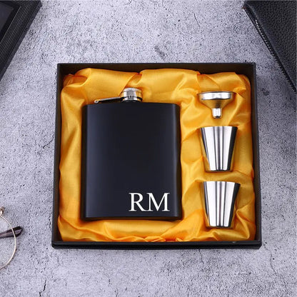Personalized 6oz Stainless Steel Hip Flask – Engraved Gift for Best Man, Groom, Wedding with Custom Logo & Gift Box