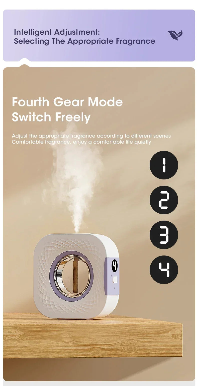 Smart Aroma Diffuser & Air Purifier - Digital Display, 4 Gears, USB Charging, Wall Mount or Tabletop for Living Room
