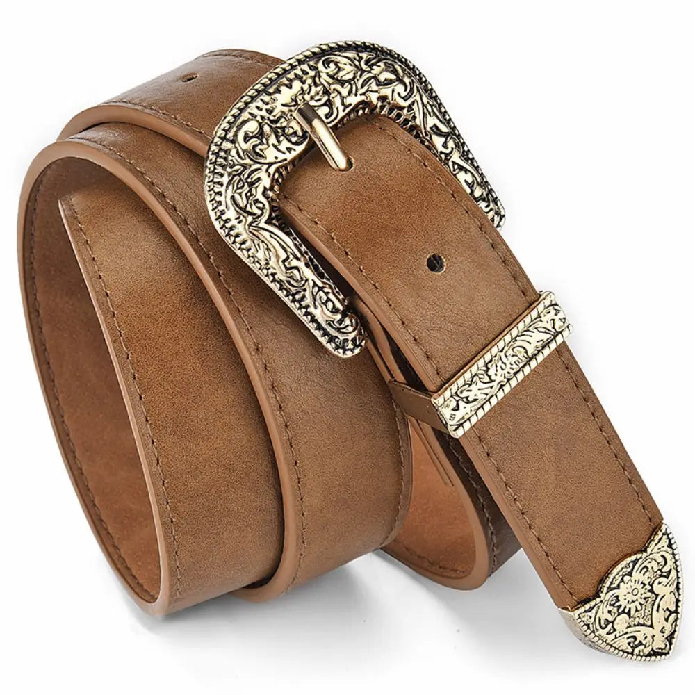Vintage Carved Needle Buckle Belt — PU Leather Punk Hip Hop Rock Style Unisex Jeans Belt, Y2K Fashion Accessory